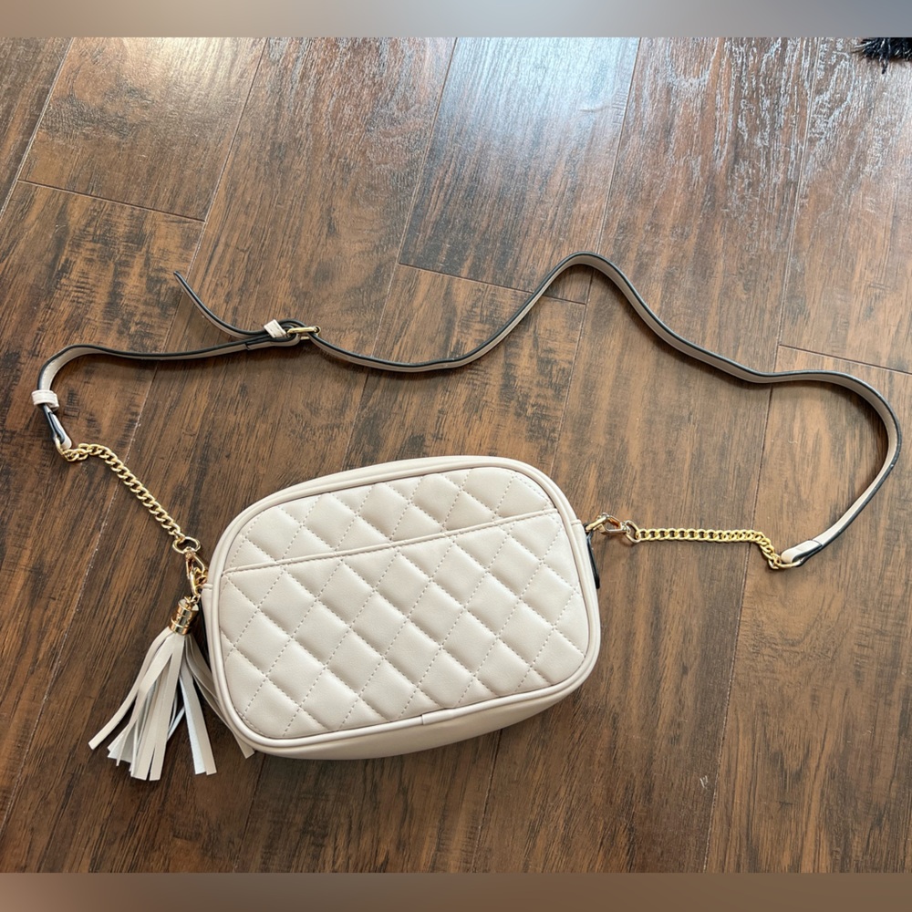 Cream Quilted Crossbody Bag